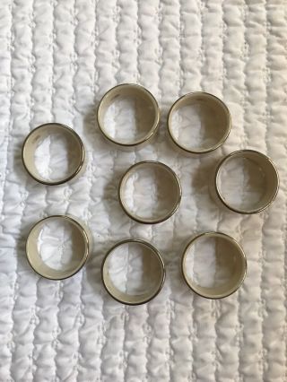 Lenox Maywood Ivory W/ Silver Trim Napkin Rings Set Of 8