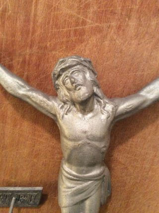 Antique French Crucifix Jesus Christ Corpus Christi Cross Replacement 10” Silver 3