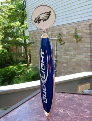 Bud Light Brewing Company Ale Beer Tap Handle Man Cave Blue & Chrome Eagles