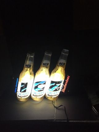Vintage 1994 Bud Ice Draft Light Lighted Beer Bottles Budweiser Sign