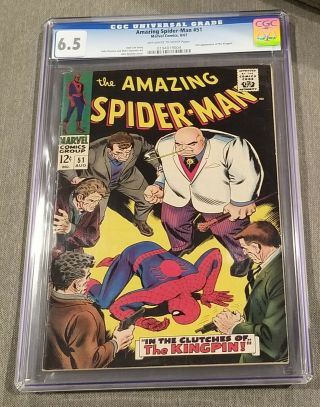 Spider - Man 51 Cgc 6.  5 Ow/w 1967 2nd Appearance Of The Kingpin