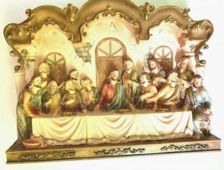 Large Rare Leonardo Da Vinci The Last Supper 3d Figurine Wall Hanging Picture