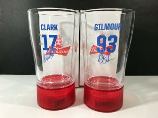 2 Budweiser Goal Red Light Glasses Beer 17 Clark 93 Gilmour Toronto Maple Leafs