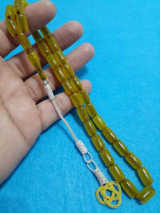 Tasbeh Amber Bakelite Misbaha vintage yellow Faturan rosary islamic Prayer Beads 2