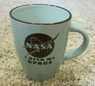Nasa,  I Need My Space,  Ceramic Coffee Mug,  Green With Brown Graphics