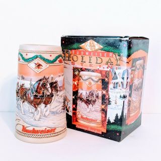 1996 Budweiser Holiday Beer Stein Mug Collectible Handcrafted Anheuser Busch