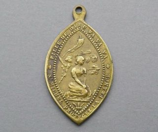 Antique Religious Medal.  Saint Joan Of Arc And Michael Archange.  French Pendant.