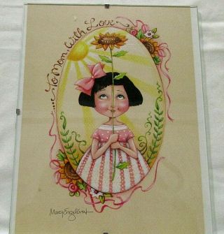 Signed Mary Engelbreit Art Print - " To Mom With Love " 8 X 10 " In Glass
