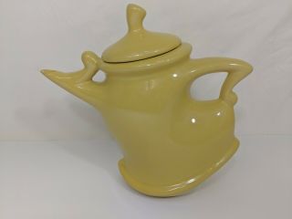 Cracker Barrel Pitcher Breakfast Makes Me Happy Yellow Teapot Whimsical Ceramic
