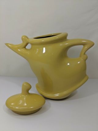 Cracker Barrel Pitcher Breakfast Makes Me Happy Yellow Teapot Whimsical Ceramic 2