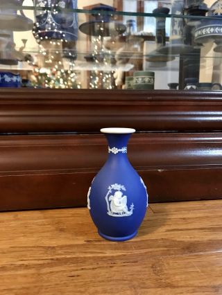 Vintage Wedgwood Jasperware Dark Blue Dipped Bud Vase