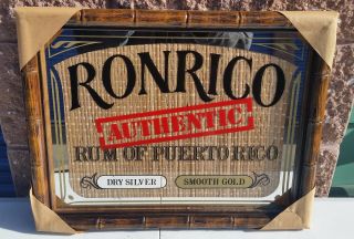 Ronrico Authentic Rum Of Puerto Rico Bamboo Bar Mirror Man Cave