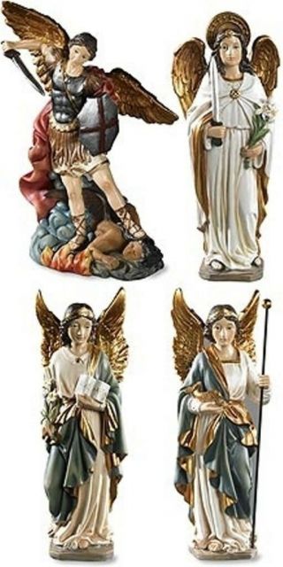 Archangel Michael Gabriel Uriel Raphael Figurine 4 Piece Statue Set Chapel Decor