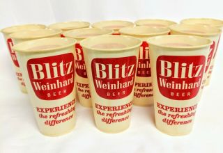 12 Vintage Blitz Weinhard Beer Cups Lily Tulip Paper Wax Advertisement Nos