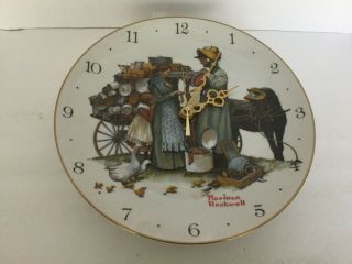 Norman Rockwell Porcelain Wall Collector Plate Clock Salesman Horse Carriage