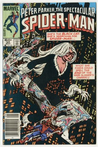 Spectacular Spider - Man 90 Nm/mt 9.  8 White Pages 1st App.  Black Costume C 1984