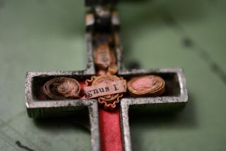 Antique Reliquary Relic Cross Of Jesus With 4 Saint Relicario Shrine Reliquie