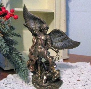 St.  Michael The Archangel Statue 8.  5 Inch Bronzed Finish Traditional Style