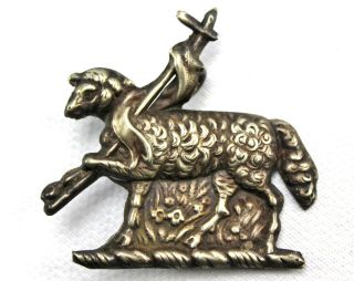 Vintage Episcopal Church Sheep Symbol Metal Pendant Slide Badge