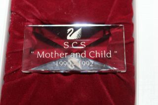 Swarovski Crystal Title Plaque Name Plate Scs Mother & Child " Box