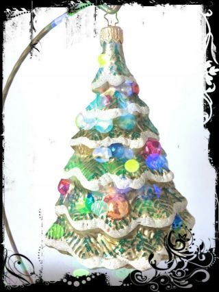 Rare Christopher Radko Xmas Tree With Xmas Balls Huge Handcrafted Glass Ornament