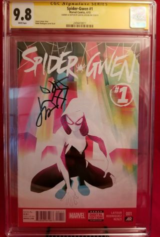 Spider - Gwen 1 Cgc 9.  8 Signed And Remarked By Jason Latour