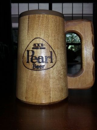 Vintage Wooden Pearl Beer Mug Tankard Stein W/ Plastic Insert Lager 1100 Springs