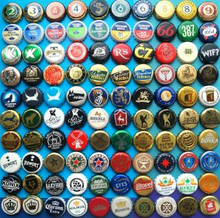 100 Bottle Beer Crown Cork Caps Russian Markets Assortment