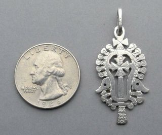 Antique Religious Large Silver Pendant.  Coptic.  Orthodox Cross.  Sterling Medal. 2