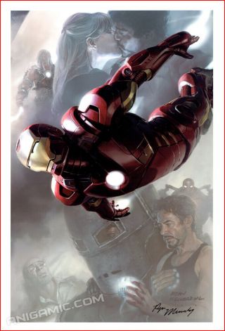 IRON MAN Signed ART PRINT Avengers IRON MONGER Tony Stark WHIPLASH 19x13 