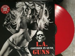 L.  A.  Guns Covered In Guns Red Vinyl Lp Rock N Roll All Night Pour Sugar On Me