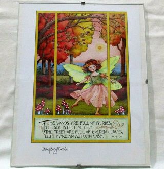 Signed Mary Engelbreit Art Print " The Woods Are Full Of Fairies - 8x10 " Glass