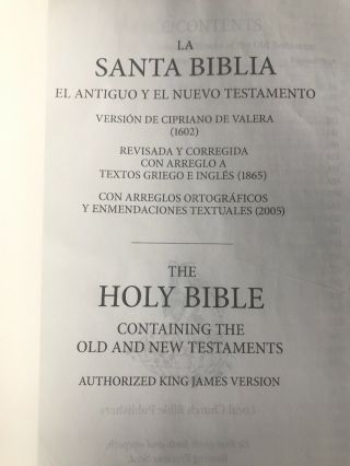 Spanish La Santa Biblia Reina Valera - Spanish/english Bible.  Bi Lingual