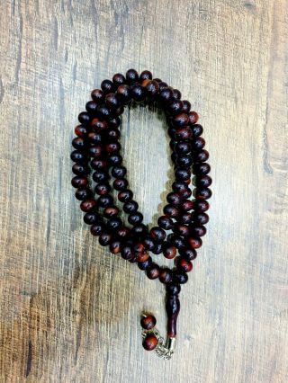 Black Amber Bakelite Rosary Islamic Faturan Prayer Beads 99 Misbaha Tesbih 38g
