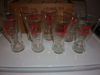 Nos Set Of 8 Vintage Drewrys Beer Big D Beer Glasses Collectible Advertising
