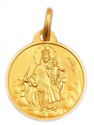 16mm Gold Plated Silver 925 Our Lady Mt Carmel Sacred Heart Jesus Scapular Medal