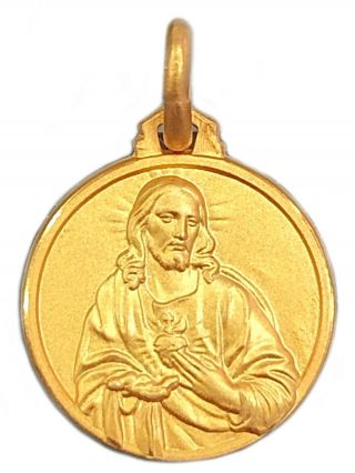 16MM Gold Plated Silver 925 Our Lady Mt Carmel Sacred Heart Jesus Scapular Medal 2