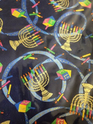 Jewish Menorah Candles,  Dreidel Navy Colorful 60” X 104” Oblong Tablecloth