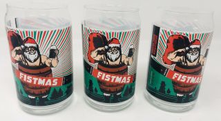 3 Revolution Brewing Chicago Beer Can Shaped Glass Fistmas Holiday Ale Santa