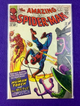Spider - Man 21 (1965) : 2nd Appearance Of The Beetle Human Torch