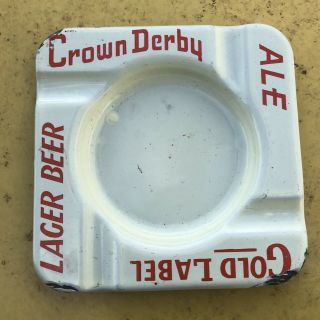 Crown Derby Ale Gold Label Lager Beer Porcelain Ashtray