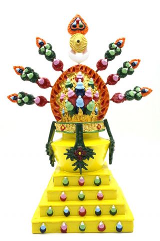 Tibetan Buddhist Culture Arts Torma - Padmasambhava Master’s God Of Wealth Pagoda