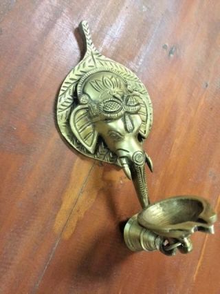 Bronze Ganesh Elephant God Statue Temple Bell Butter Lamp 3