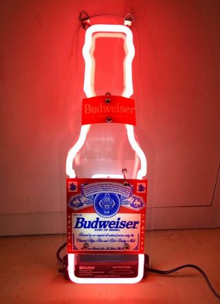 Budweiser Bud Light Busch Miller Nascar Bottle Beer Bar Neon Light Sign 12 " X4