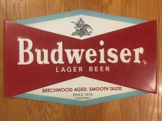 “vintage“ Bud Budweiser Metal Beer Sign Unique Anheuser Busch 15.  5”x24”