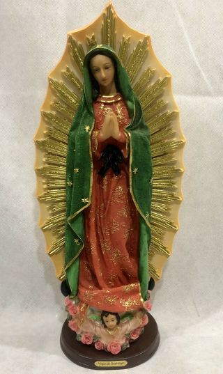 Our Lady Of Guadalupe Statue Virgin Mary Catholic Virgen De Guadalupe.  17in.
