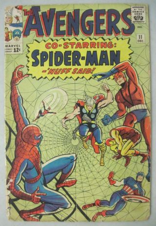 Avengers 11 Marvel Comics 1964 Early Spider - Man Cross - Over Appearance