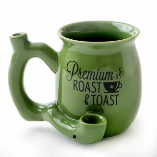 Fashioncraft Premium Roast And Toast Novelty Mug Green With Black Print Ceramic
