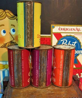 4 FLAT TOP GRAF ' S SODA CANS.  MILWAUKEE,  WI.  GRAPE,  COLA,  R/BEER,  ORANGE 3