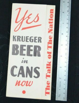 Vintage Krueger " Pop Up " Flat Top Beer Can Advertisement Near